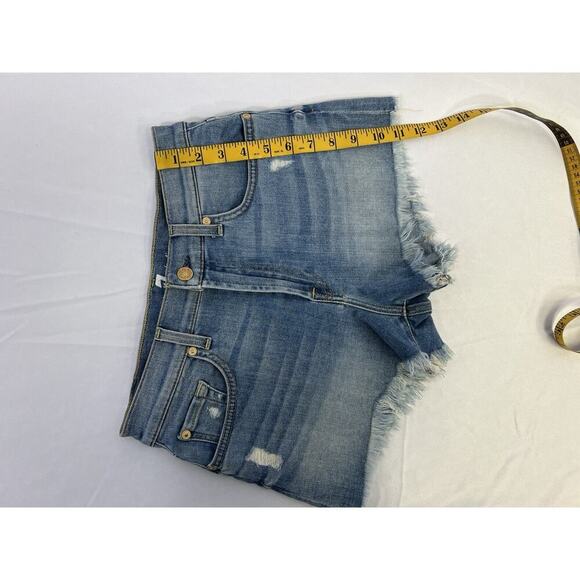 NWOT 7 For All Mankind Blue Distressed Denim Cut Off Shorts Size 27 - Picture 9 of 13